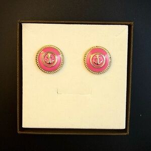 Pink Enamel Anchor Studs (FREE SHIPPING)